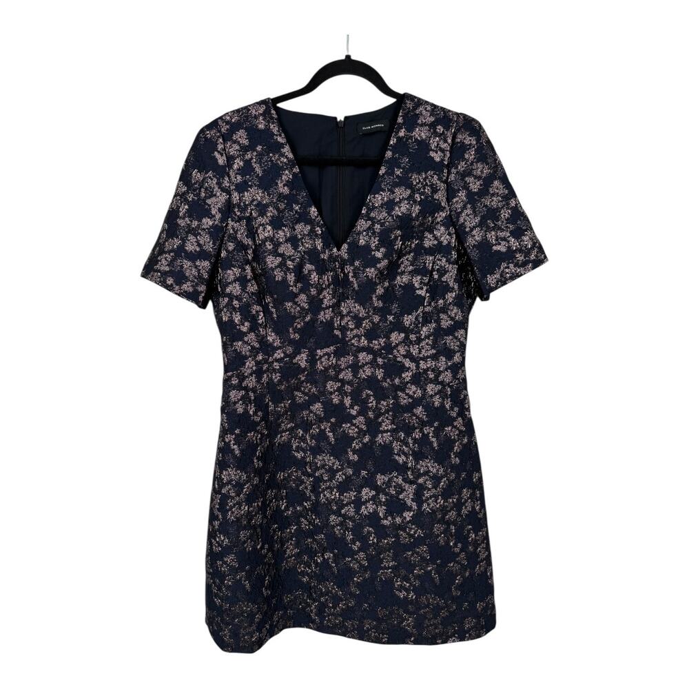 Club Monaco Dress brocade minidress blue multi size Large L DEFECT